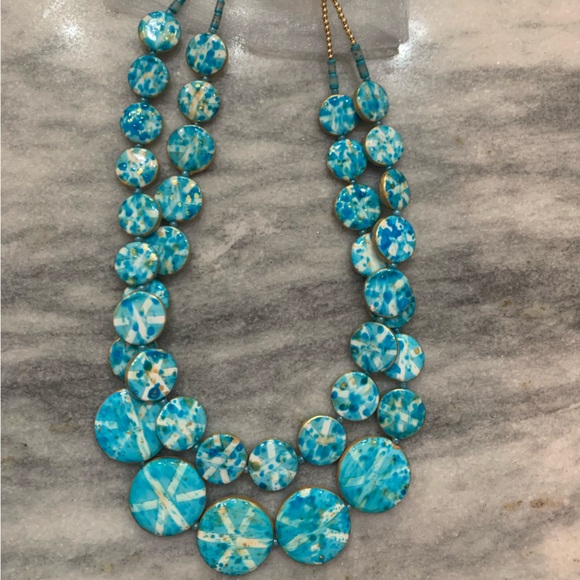 Mosaic Tiles Multistrand Necklace by Chicos in Waterloo Blue. NWT - Picture 1 of 8